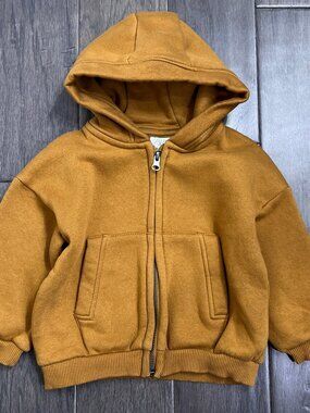 ZARA Baby Boy Mustard Yellow Zip-Up Hoodie 18-24M